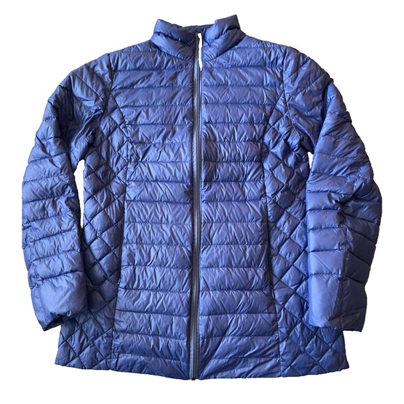 NuAge Sport Jacket Womens Medium Blue 100% Nylon Light Packable Down Puffer Coat - Picture 3 of 12